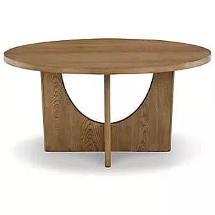 Round Mid-Century Modern Dining Table in Warm Brown - HER Home Design Boutique